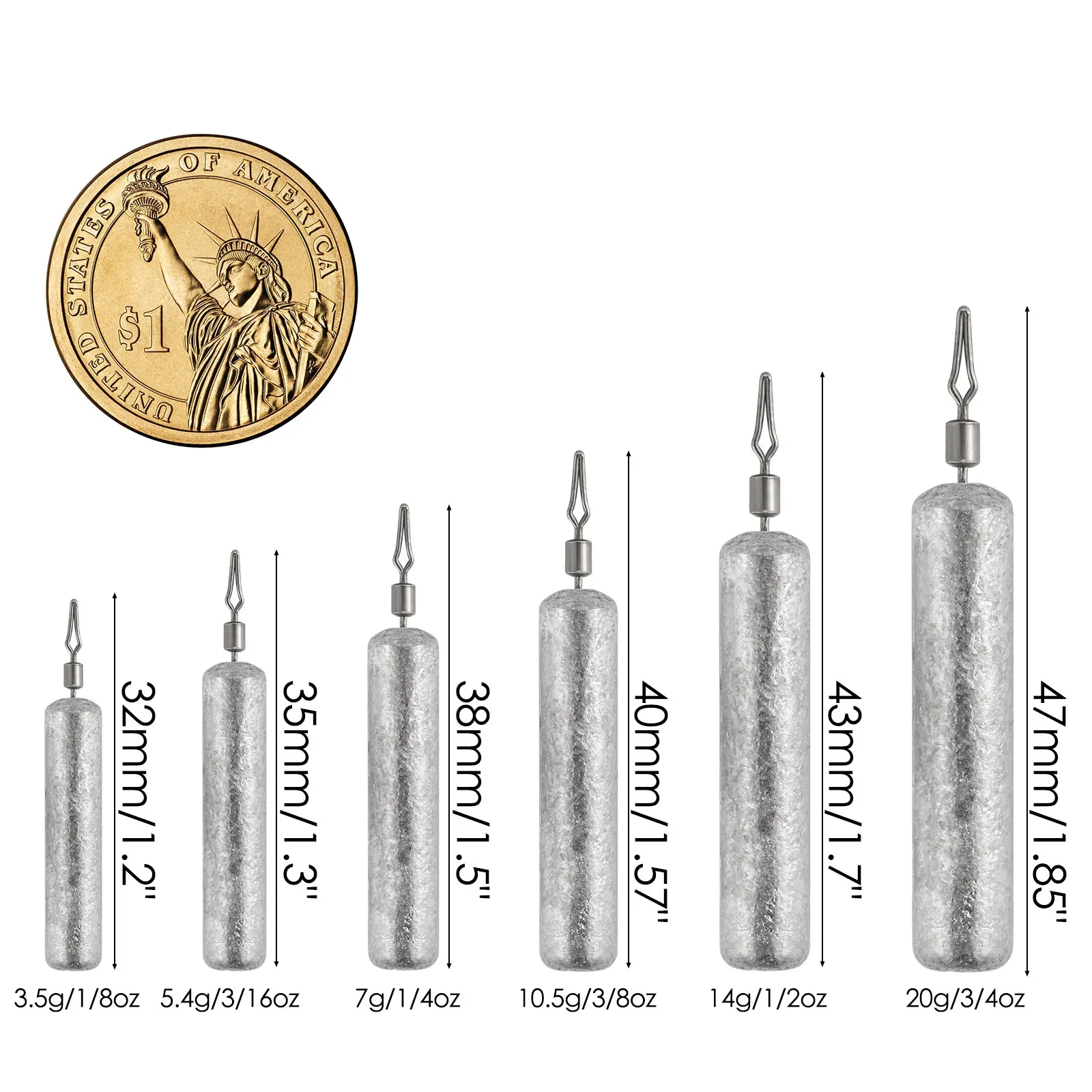 Plomada de pesca con barril giratorio, 50 piezas, plomo, tiro de gota, lápiz de peso, fundición, agua salada, lubina - imagen 2