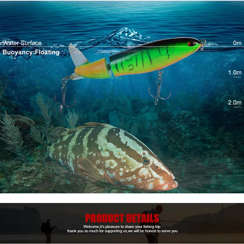 Whopper Plopper Topwater-Señuelos de Pesca flotantes giratorios, cebos de 11CM, 15g, 36g, 1 piezas - imagen 4