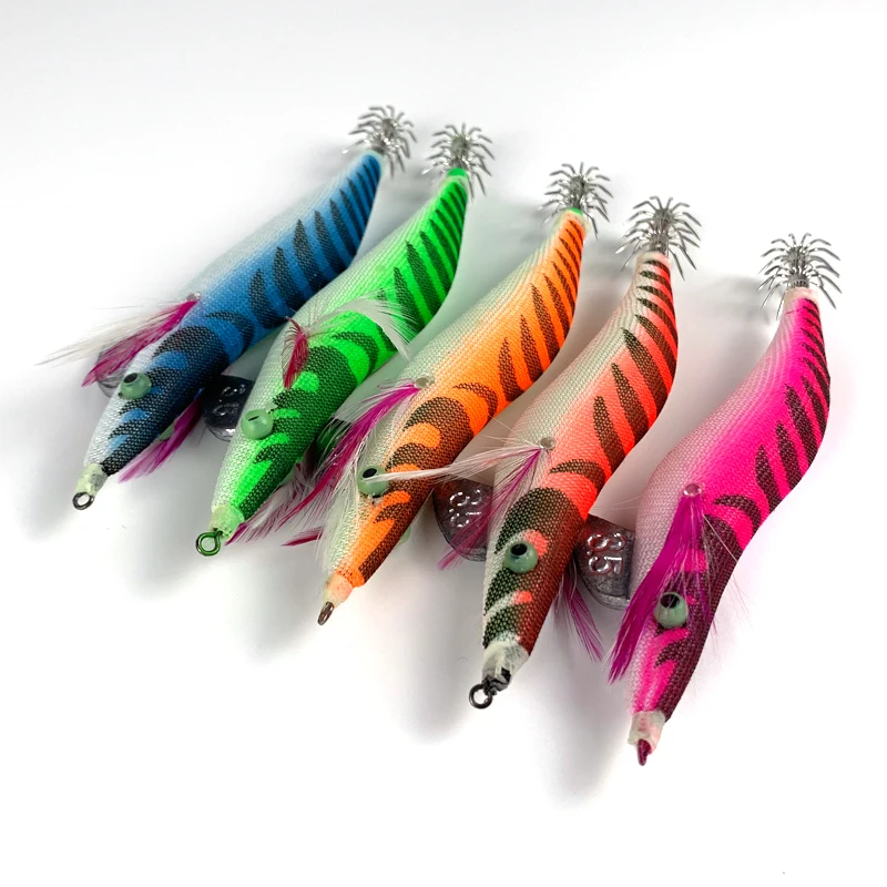 Señuelo de pesca de camarones de madera luminosa Jig Sinker 2,5 # 3 # 3.5 #   Plantillas de anzuelo de calamar, pulpo marino, sepia, camarones, señuelos, cebo duro - imagen 4