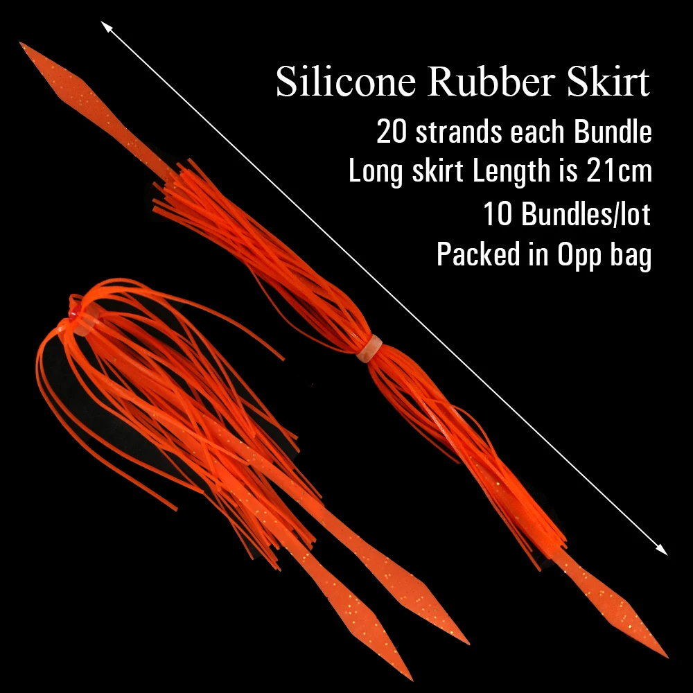 Faldas de silicona salada, repuesto de remolque para plantillas deslizantes, pulpo, calamar, pargo, Jigging, señuelo de pesca, cola de goma, 10 Uds. - imagen 3