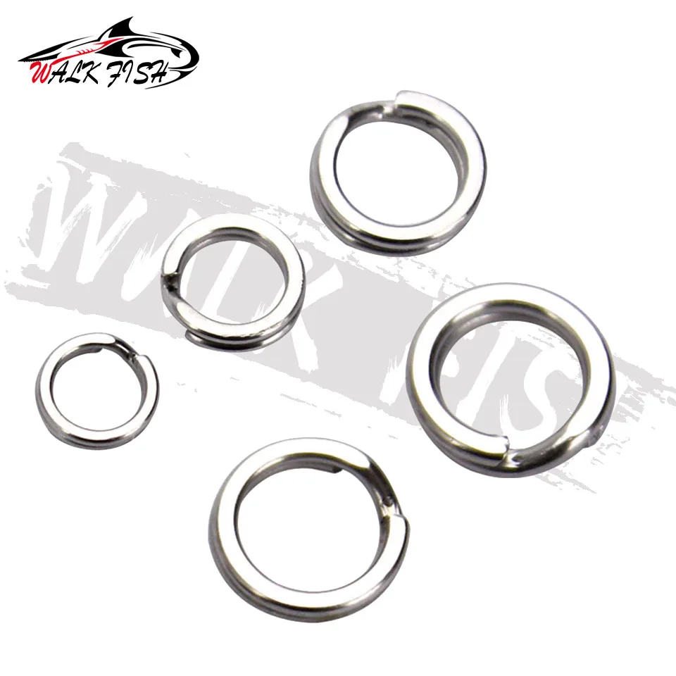 WALK FISH-anillo dividido de acero inoxidable, anillos surtidos de aparejos de pesca, señuelos blancos, Crankbait, cebo duro de pesca, 200 Uds. - imagen 5