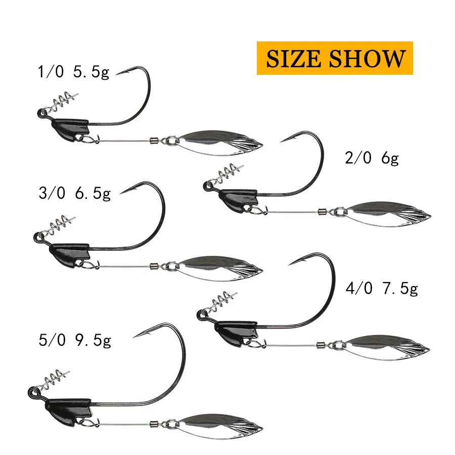 3 unids/bolsa 5,5g 6g 6,5g 7,5g 9,5g anzuelo de pesca con cuchara giratoria para peces blandos wobbler swimbaits señuelo - imagen 3
