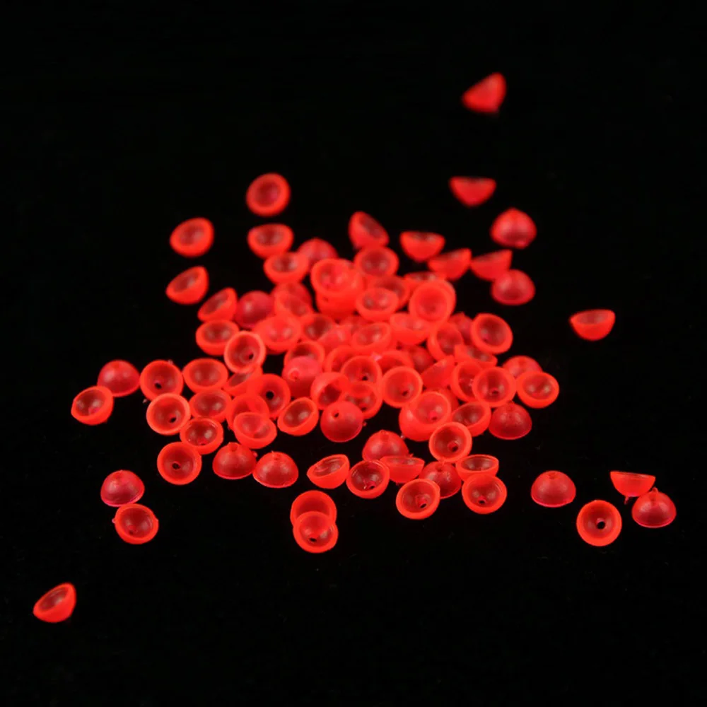 Cuentas de flotadores de pesca, Bolas brillantes de luz roja luminosa cilíndrica/semicírculo, señuelo de pesca, bolas espaciales, 50-100 unids/lote
