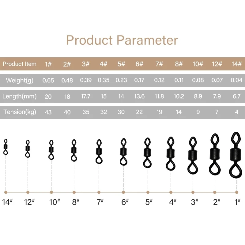 Mosodo-conector giratorio de pesca, accesorio de pesca de carpa, Kit de herramientas de aparejos, 100 Uds. - imagen 2