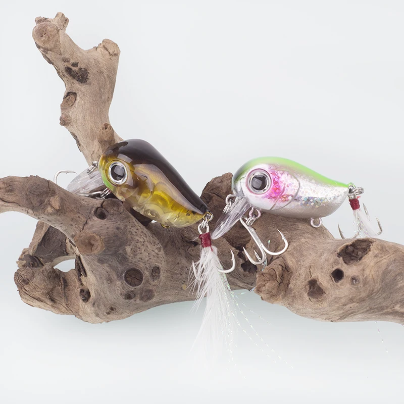 1 Uds. Señuelo de pesca flotante manivela 40mm 4,5g lubina de agua dulce superficie Crankbait cebos duros artificiales con cuchara Wobblers Wake Bait - imagen 2