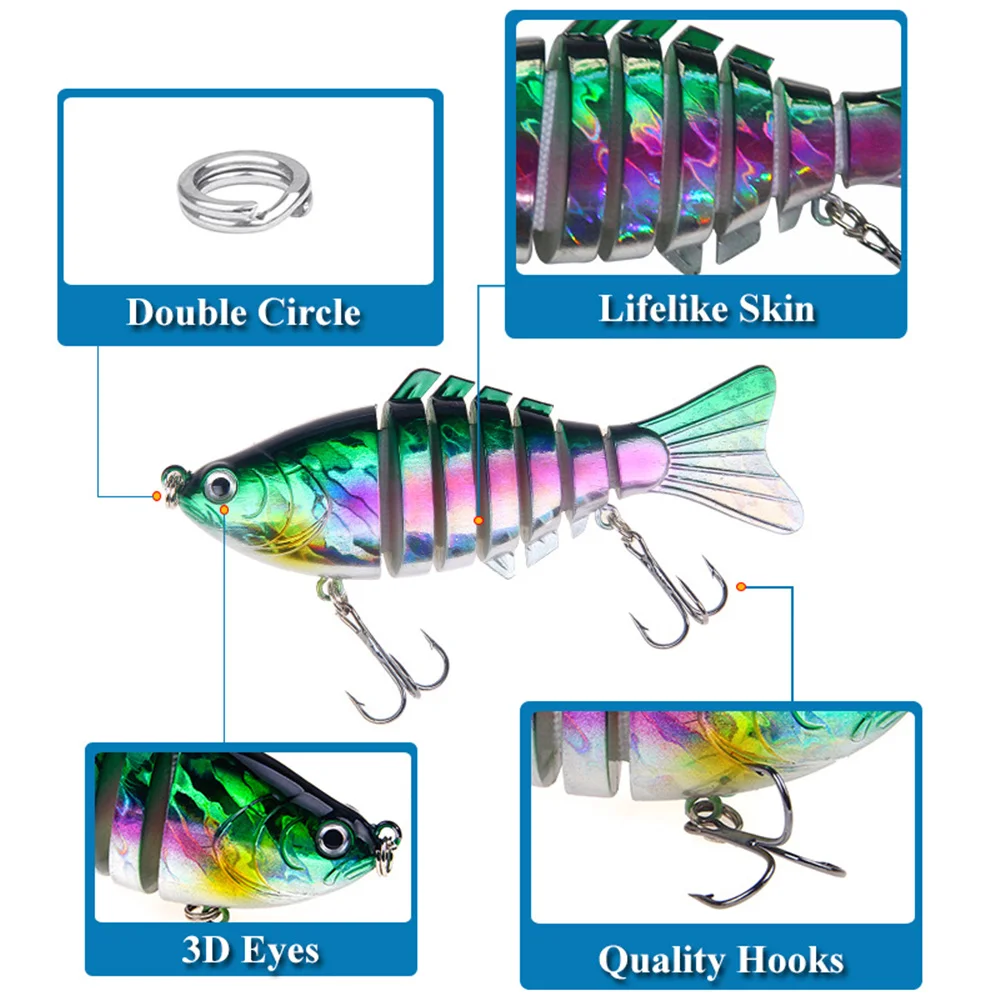 Señuelo de pesca cebo Wobbler realista 7 segmentos Swimbait Crankbait cebo duro lento 100mm 15,6g Lsca señuelos artificiales aparejos de pesca - imagen 3