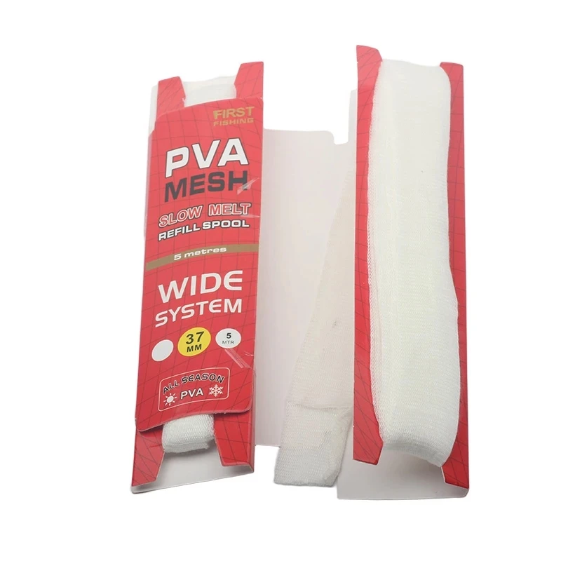 Rollo de recarga de malla PVA para pesca de carpa, anzuelo de aparejo de pelo, cebo, alimentador, bolsas de redes, gancho de disolución de agua, fusión lenta, 18/25/37/44mm * 5M - imagen 5