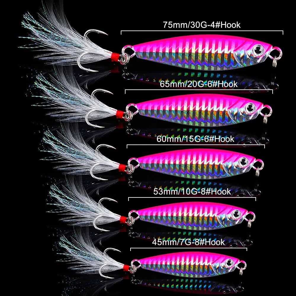 Señuelo de pesca de fundición de Metal, cebo Artificial de lubina de mar, aparejos de pesca de invierno, ojos 3D, 7g-30g - imagen 5