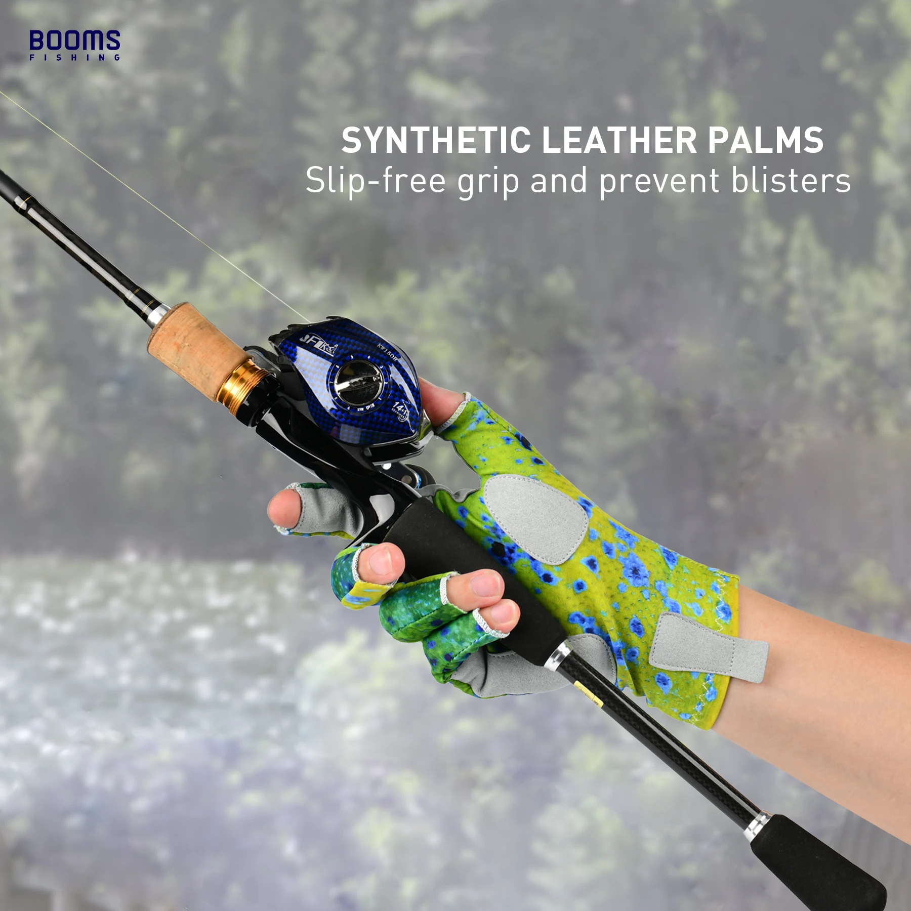Booms Fishing FG2 Guantes de pesca Protección solar Guantes sin dedos para hombres Mujeres Pesca Boating Kayak Senderismo Correr Ciclismo - imagen 5