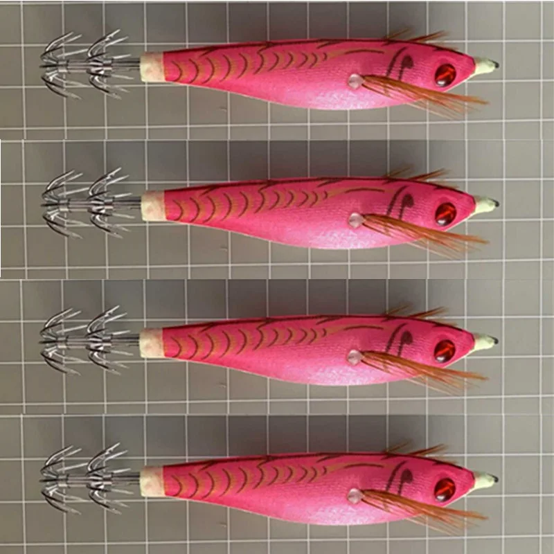 8 piezas de señuelo de pesca 10 cm/10g gancho calamar jigging Wobblers pulpo sepia de camarones cebos duros 3D ojo - imagen 3
