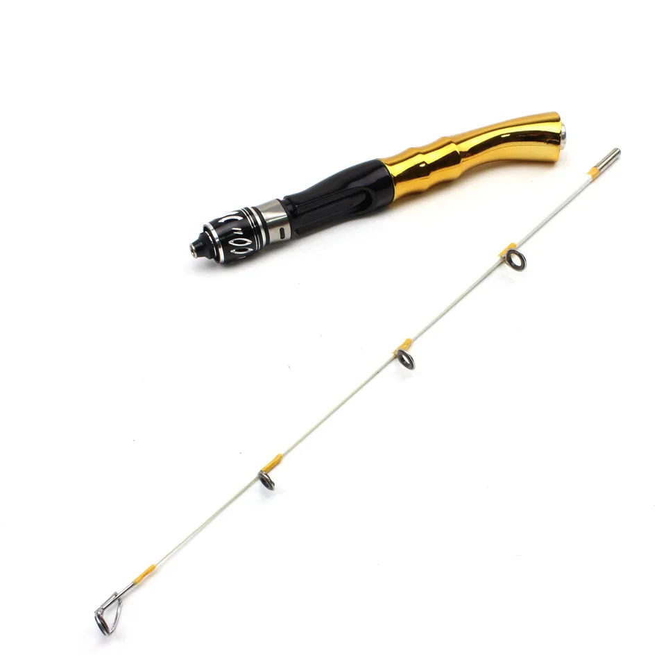 ¡Promoción! Caña de pescar de hielo, accesorio giratorio de 60cm, 2 secciones, para invierno, azul, plateado, dorado, aparejos de pesca al aire libre - imagen 3