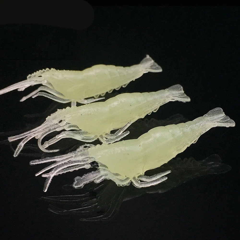 Señuelos luminosos de pesca de silicona suave, cebo Artificial de camarón de 4cm, Mini cebos de agua salada/dulce para invierno, 20 unids/lote - imagen 4