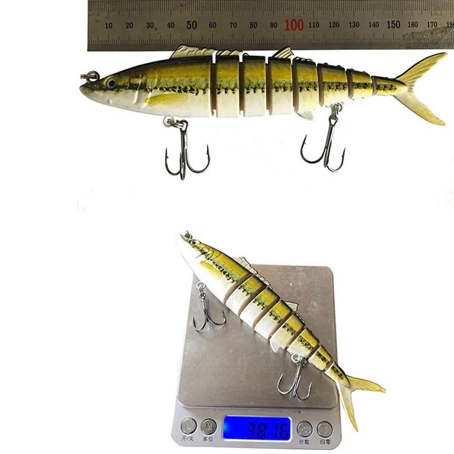 Wobblers de pececillo que se hunden, Señuelos de Pesca de Crankbaits de Lucio, cebo Artificial articulado, duro, 8 segmentos, aparejos de pesca Swimbait, 17,8 cm - imagen 4