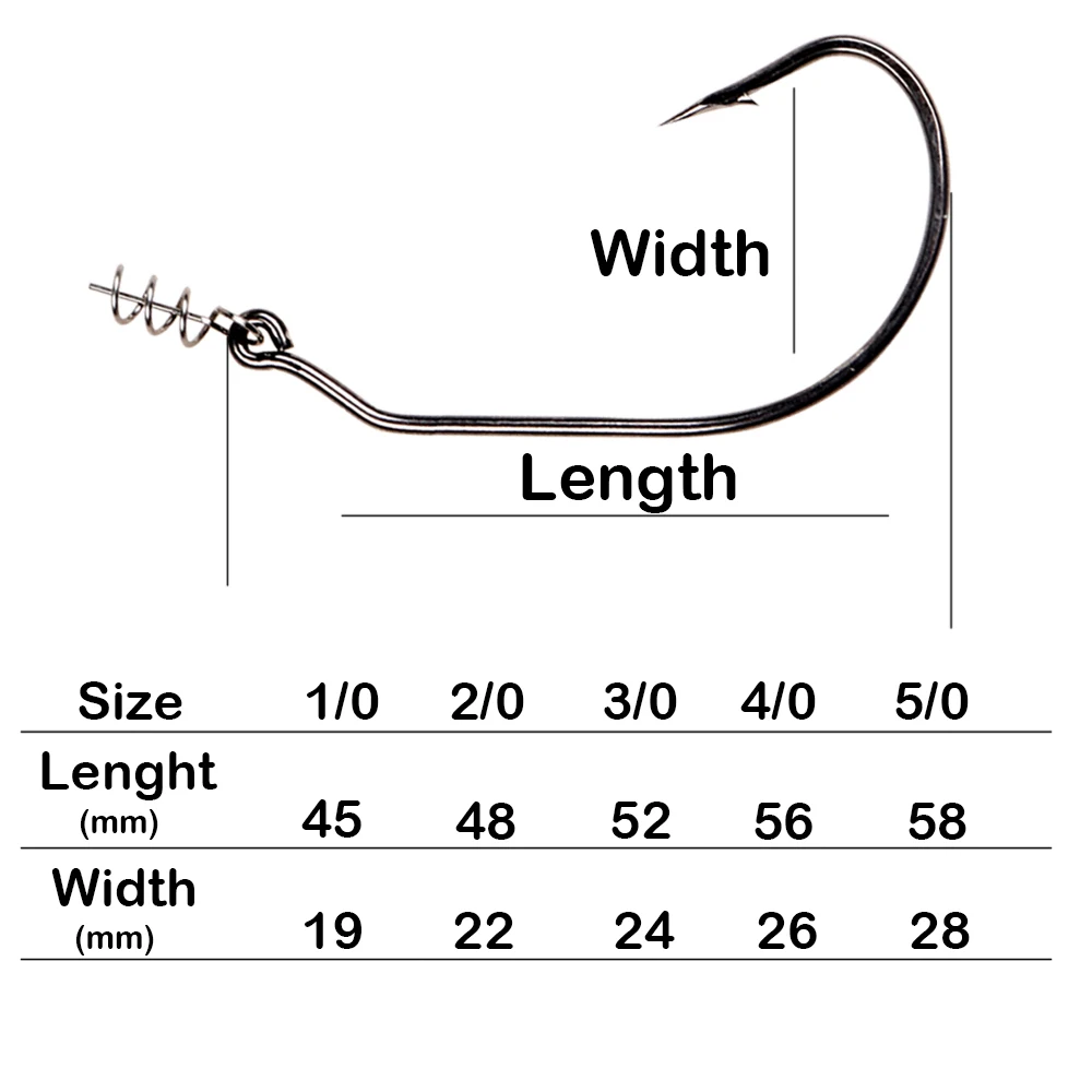 JOHNCOO-anzuelo de pesca compensado de 20 piezas, anzuelo de manivela ancha de acero al carbono para señuelo suave, aparejos de pesca de carpa con púas, anzuelo de gusano - imagen 3