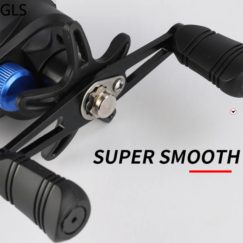 GLS-carrete de plástico rojo/azul 2024: 1, sistema de freno magnético de arrastre máximo, carrete de fundición de rueda de pesca, 8kg, invierno, 7,2 - imagen 4