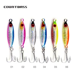 COUNTBASS 6 uds 5g 8g 12g plantillas de fundición con anzuelo triple, cebo de señuelo de pesca Micro Jigging Shore, Mini plantillas de Metal, juego de lubina