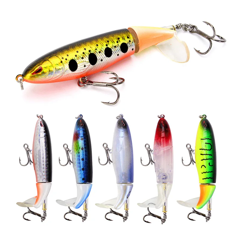 Señuelo de pesca flotante Whopper Popper, 10cm/13,5g, cebo duro Artificial Topwater Plopper, cola giratoria suave, aparejos de lubina - imagen 3