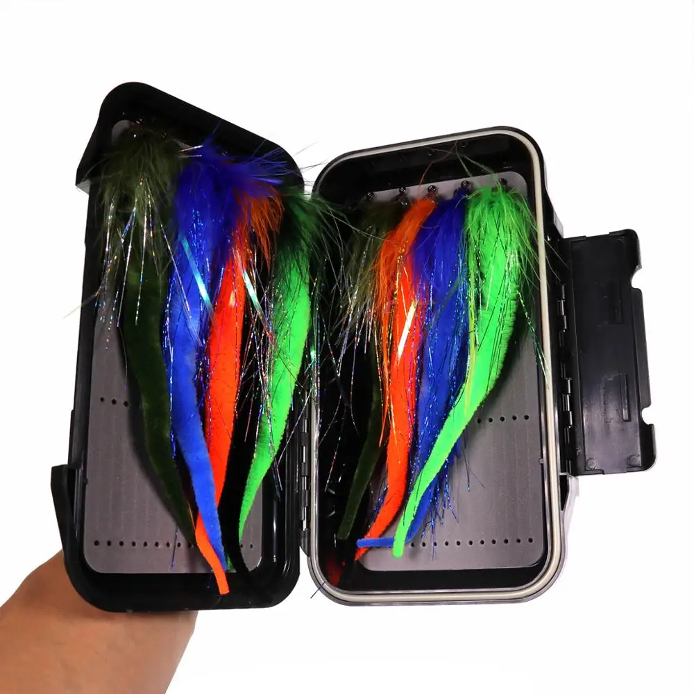 Bimoo, 1 caja = 10 Uds., colas de dragón, serpentinas para Lucio, Lucio, Muskie, señuelo de pesca, mosca, agua salada, cebo, pesca grande, moscas de Dragontail - imagen 5