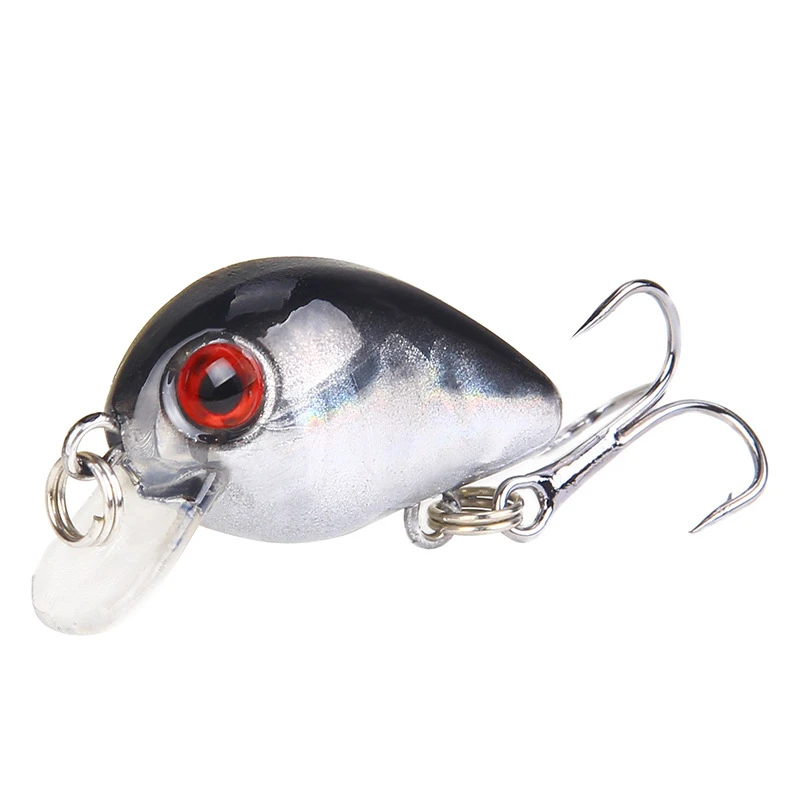 Mini señuelo de pesca de manivela, 1 piezas, Wobblers, 3cm, 1,6g, Crankbait Isca, cebo Artificial 3D, Ojo de Lucio, Jerkbait, aparejos de pesca