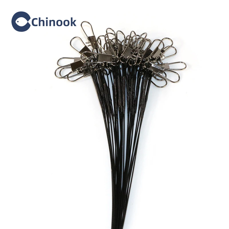 Chinook sedal de pesca de acero antimordedura, líder de alambre de acero con accesorio giratorio, correa de núcleo de plomo, 20 piezas, 15-30cm - imagen 4
