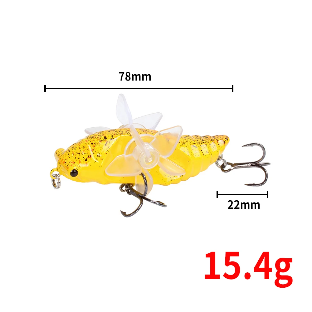 Cigarra Whopper Topwater Popper Señuelos de Pesca 7,5 cm 15,5g cebo Artificial, Wobblers giratorio hélice doble Trolling abordar - imagen 4