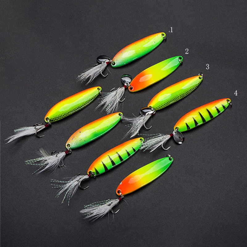 Señuelo tipo cuchara de Metal arcoíris, 5g/9g/13g/18g/21g, señuelo de pesca de agua salada con lentejuelas de plumas, cebo que se hunde con ruido para pesca de carpa - imagen 5