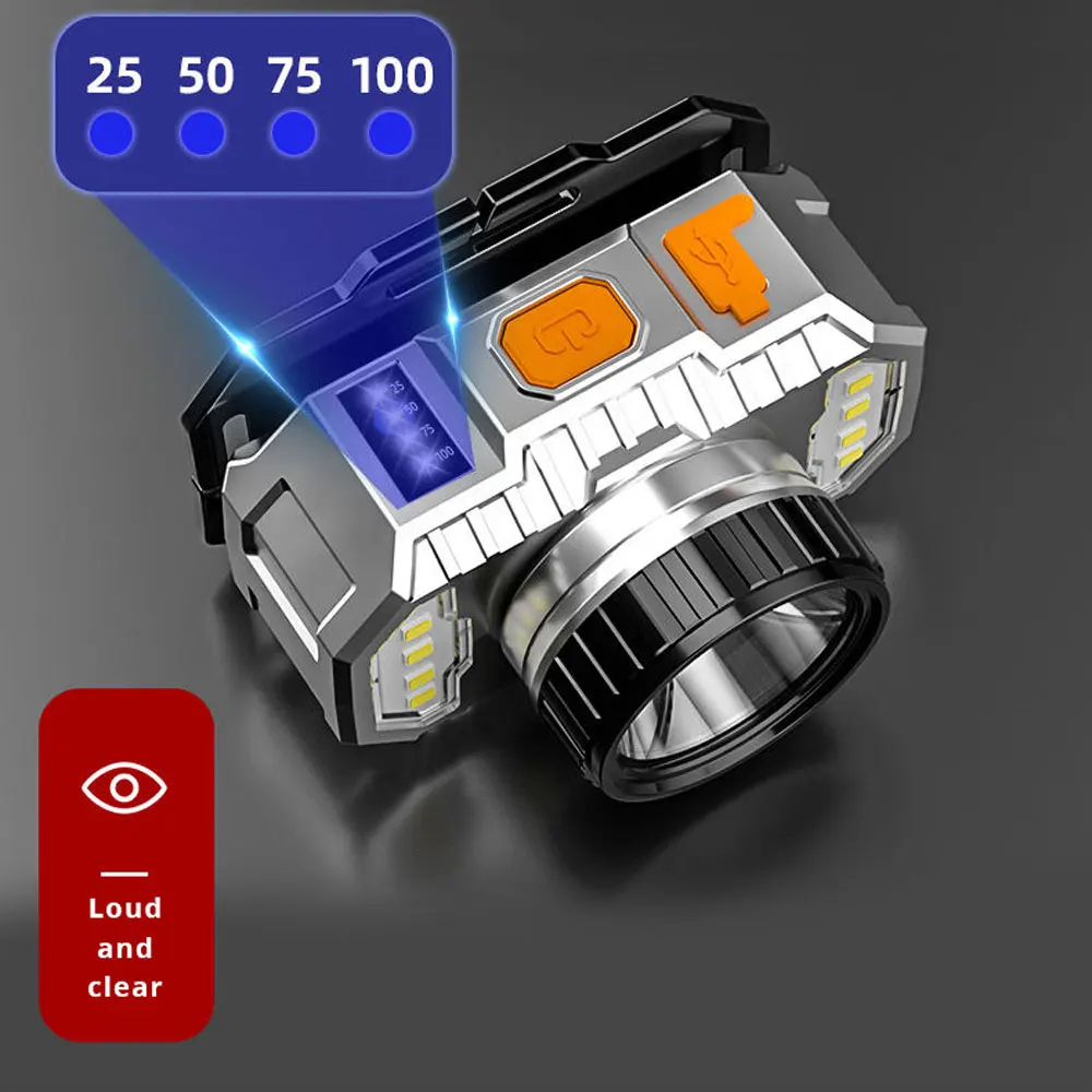 Linterna frontal T20 superpotente con batería integrada, linterna LED recargable por USB, multifuncional, resistente al agua, para acampar al aire libre - imagen 5