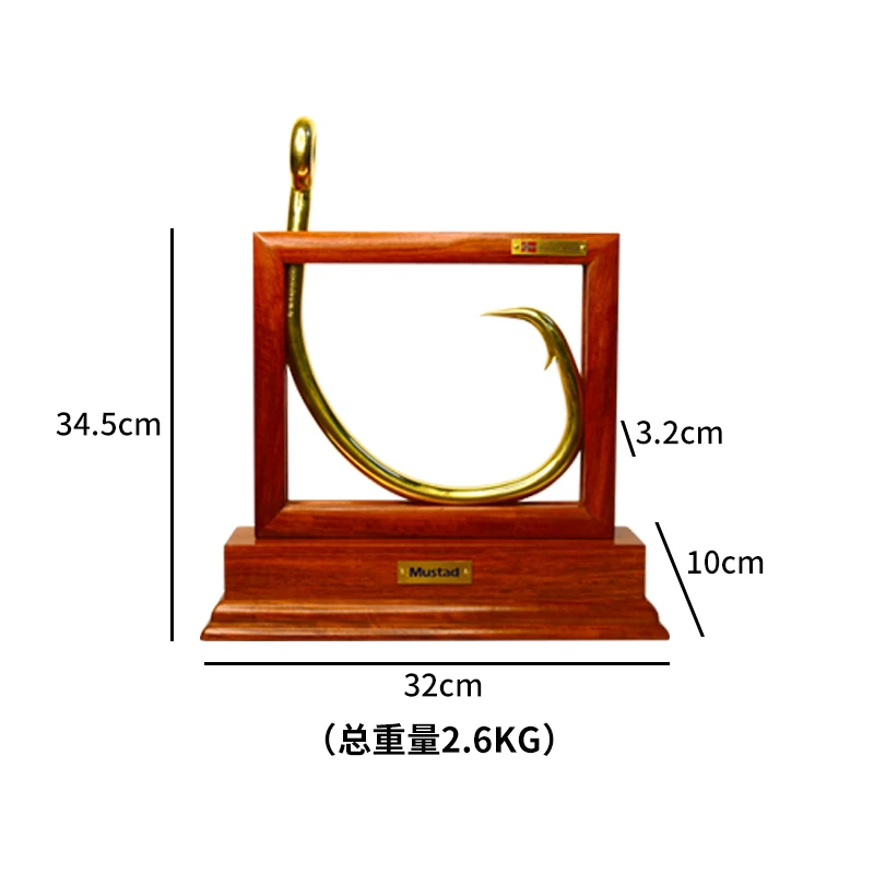 Mustad-anzuelo noruego auténtico oficial, gancho Lu Ya hecho a mano, gancho de cobre y palisandro, adorno conmemorativo - imagen 4