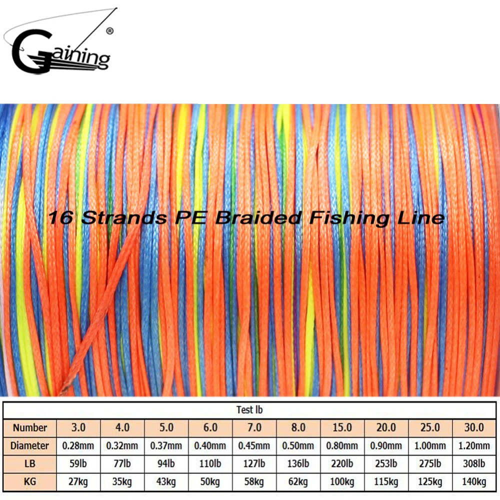 Hilo de pescar trenzado de PE Multicolor, sedal de pesca de agua salada, multifilamento japonés superfuerte, 16 hebras, 300m - imagen 2