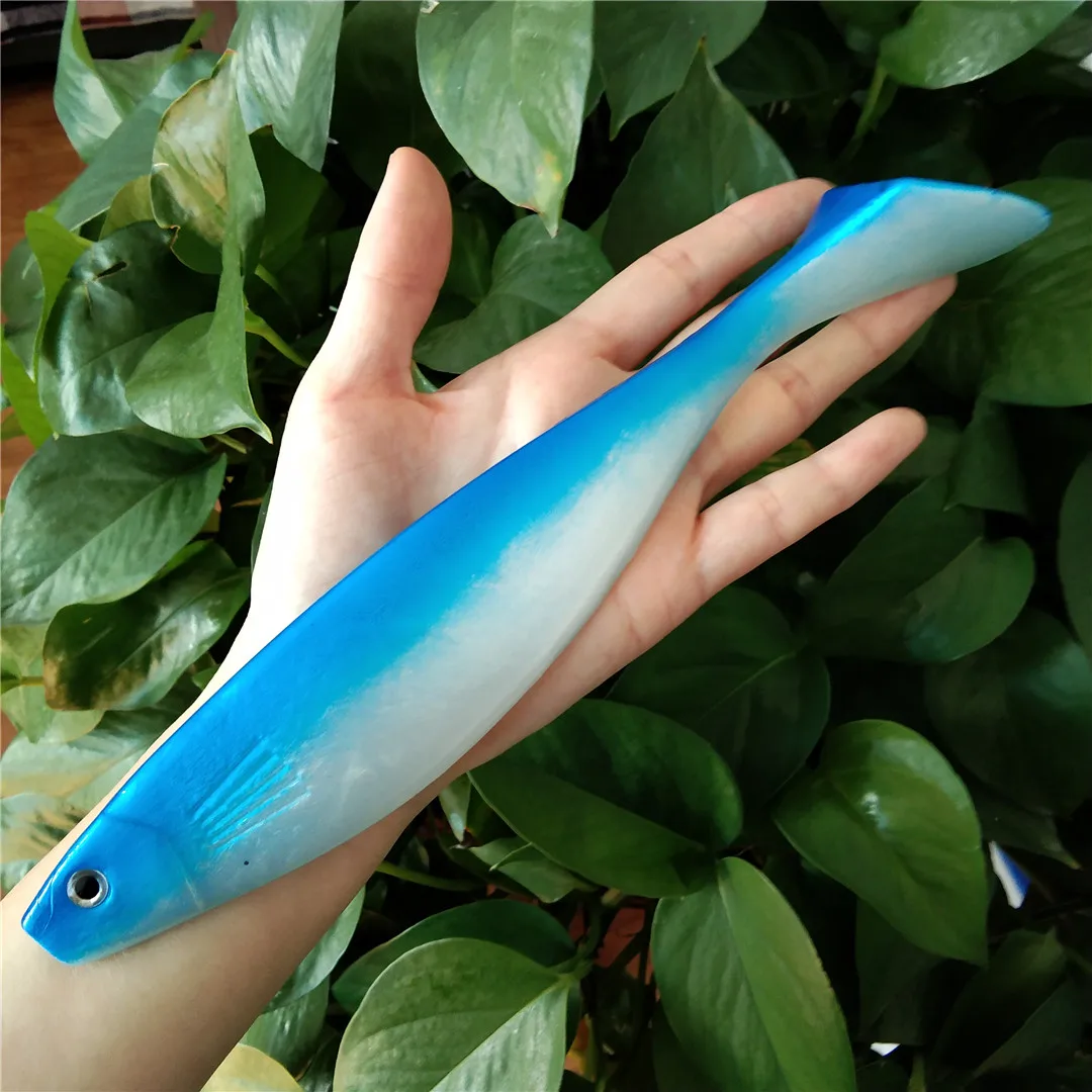 Señuelo de Pesca de Mar suave, cebo Artificial de goma, Swimbait, cola T, curricán, lubina, gusano, 7 colores, 23cm, 70g - imagen 4