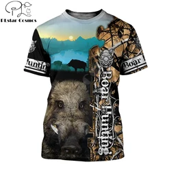 Camiseta Caza Jabalí Estampado 3D Manga Corta Unisex