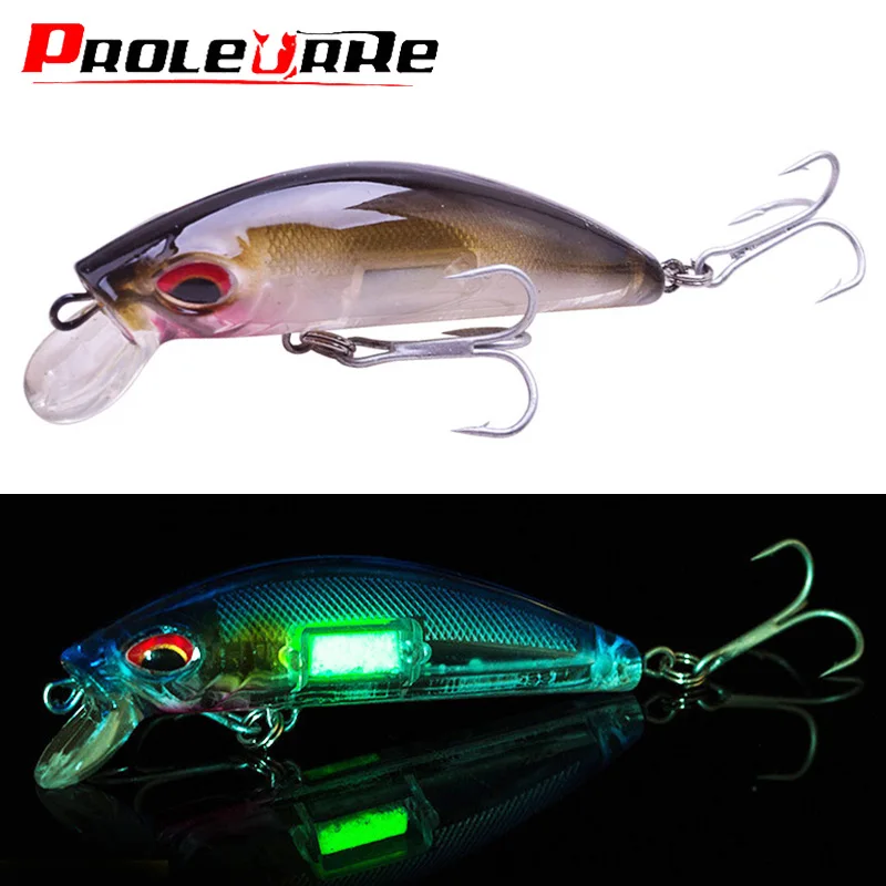 1 Uds. Señuelos de Pesca luminosos con ojos 3D, 7cm, 11,5g, plantilla que se hunde, Wobblers, cebo duro, Crankbait Artificial, Pesca nocturna