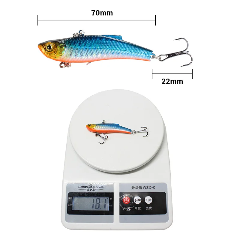 Señuelo de pesca VIB con plomo en el interior, cebo duro giratorio de 7 cm/18g para buceo, aparejos de pesca de mar de invierno, sonajero y vib para invierno, 1 ud. - imagen 5