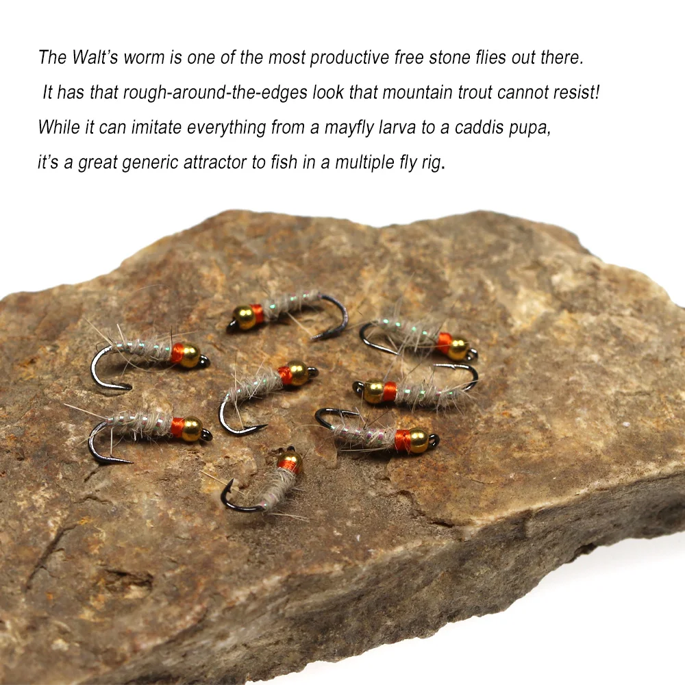 ICERIO-Cabeza de cuentas de latón para pesca de trucha, 8 piezas, 14, Walt, ninfa, Caddis Larva, señuelo - imagen 4