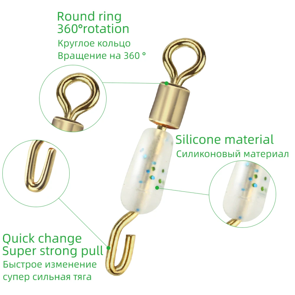 DNDYUJU-Anillo giratorio de rodamiento de bolas, Conector de Pesca, conectores de gancho de Pesca, ganchos, accesorios de enlace rápido, 50 Uds. - imagen 4