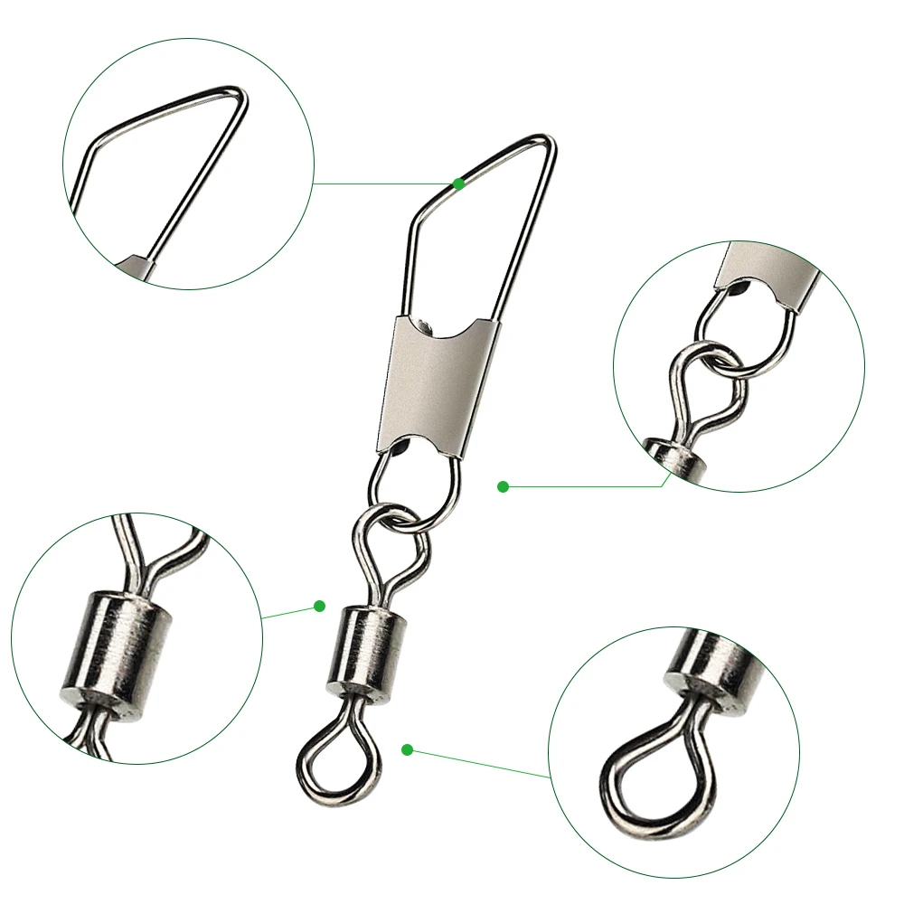 DNDYUJU-conector de pesca giratorio, 10 unidades, barril de latón, anillos sólidos 1 #-12 #, accesorios para señuelos de gancho de pesca - imagen 3