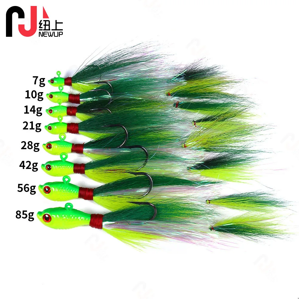 NEWUP-señuelo para cabeza de anzuelo Bucktail de dos colas, anzuelos para el pelo de Bucktail de agua salada, anzuelo de plumas para pelo de ciervo, señuelo de pesca para Jigging y Barba - imagen 5