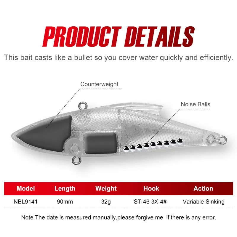 Señuelo de pesca Noeby-Rattling, Wobblers con vibración que se hunden, cebo duro Artificial para lubina, señuelo de pesca de invierno, 9cm, 29g - imagen 2