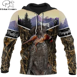 Sudadera con capucha caza faisán 3D – Jersey cremallera streetwear hombre