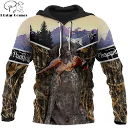 Sudadera con capucha caza faisán 3D – Jersey cremallera streetwear hombre