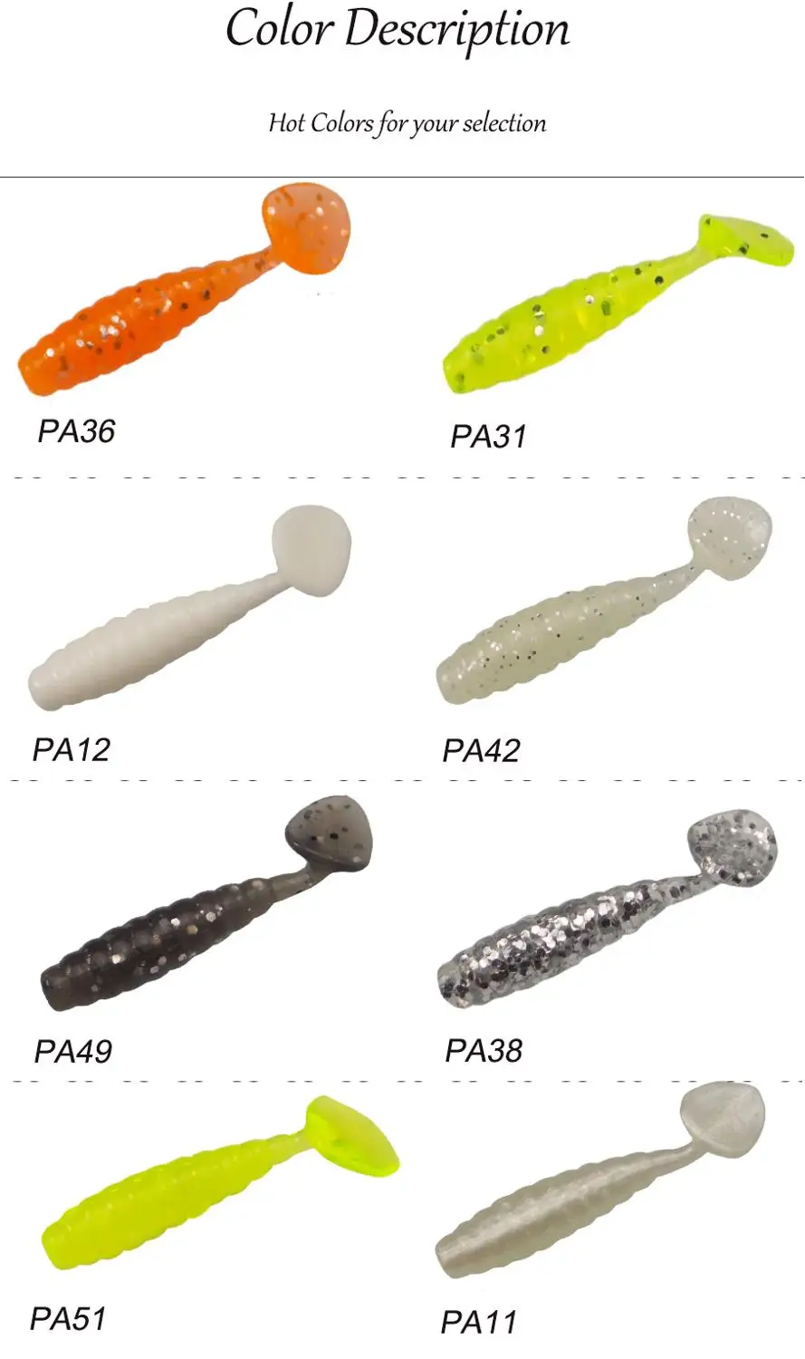 ESFISHING-señuelo de Pesca Jigging, cebo blando Saci, 45mm, 1,4g, 10 piezas - imagen 5