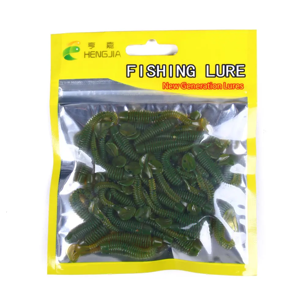 HENGJIA 50 unids/bolsa 5cm cola en T cebo suave de silicona pesca gusanos artificiales señuelos blandos carpa lubina accesorios de pesca de mar - imagen 5