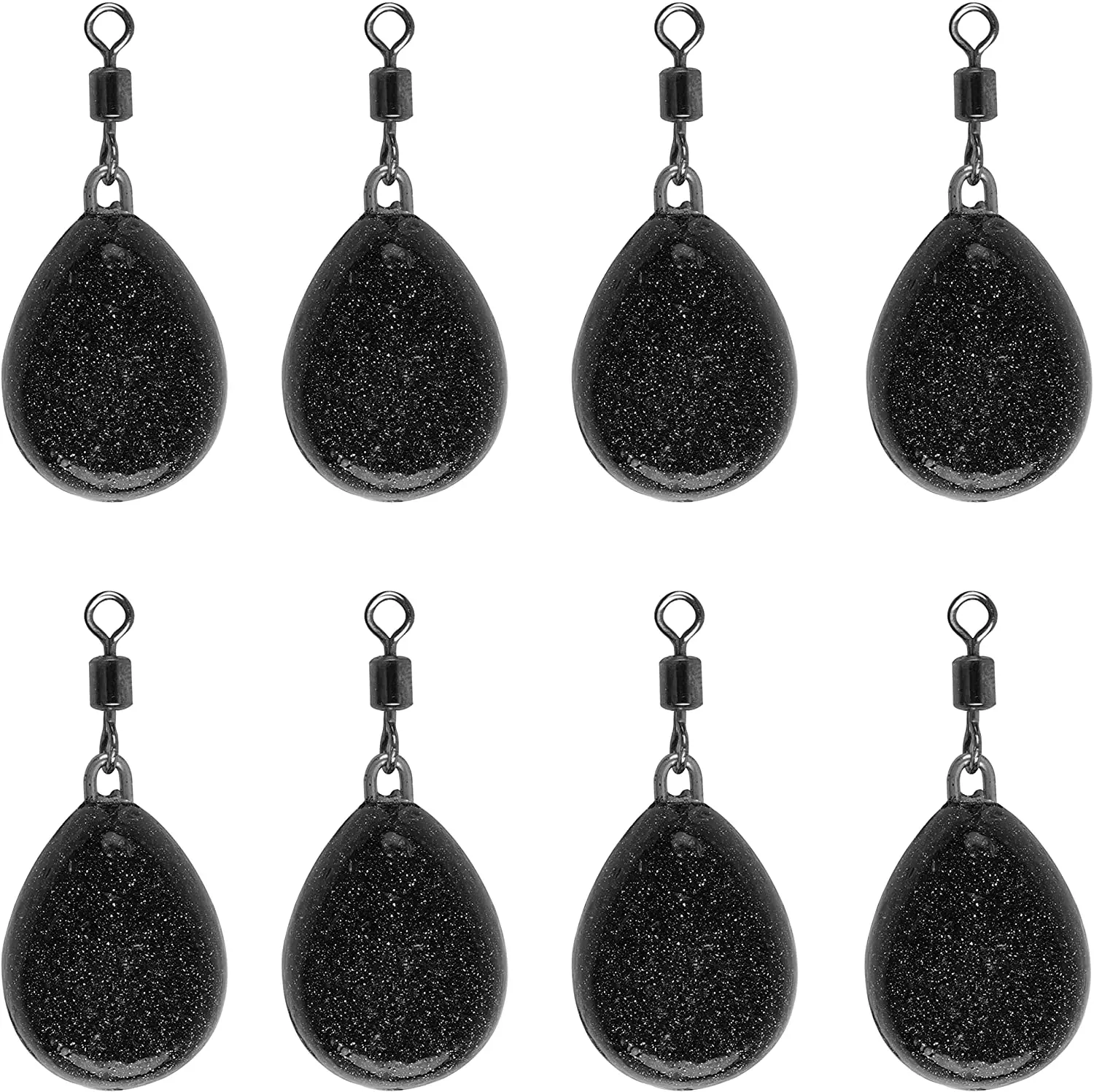 8 unids/caja pesas de pesca de carpa plomos 2OZ recubiertos planos de pera peso giratorios carpa aparejos de pesca gruesos
