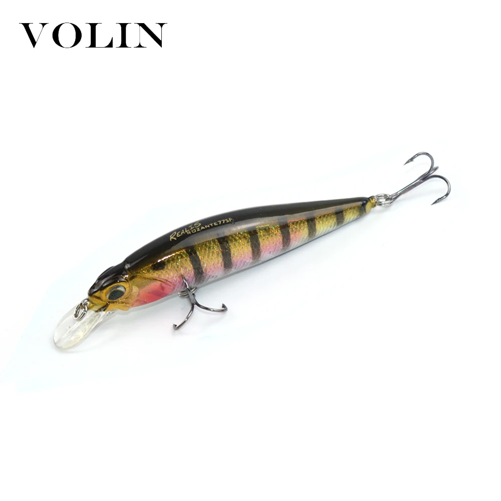 Volin 1 pieza Wobbler Minnow señuelo de pesca aparejos de lubina cebos de manivela 77mm 8,4g con 2 anzuelos de pesca señuelo de aparejos de pesca - imagen 5