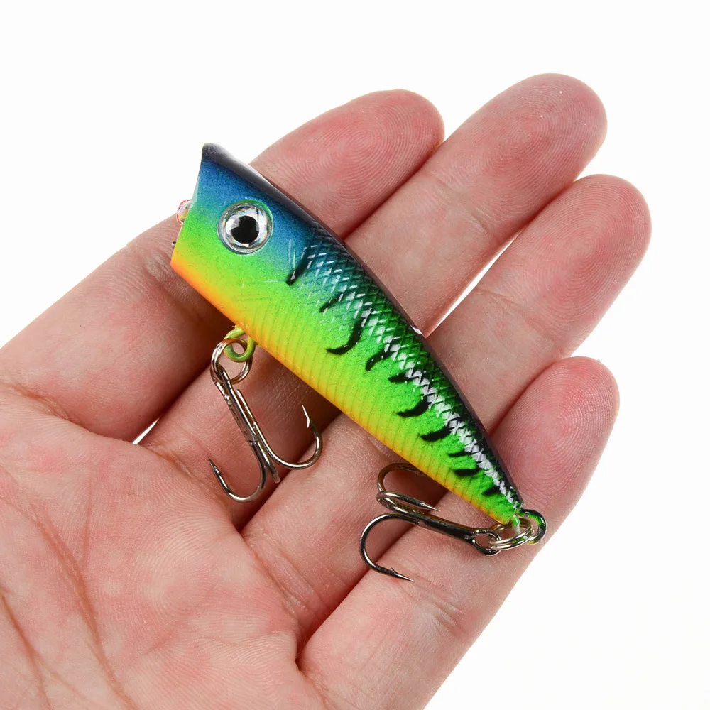 Señuelo de pesca Popper, cebo duro Artificial Topwater, trucha, Lucio, Wobbler, aparejos de pesca con 2 anzuelos triples, 6cm/6,5g, 1 ud. - imagen 4