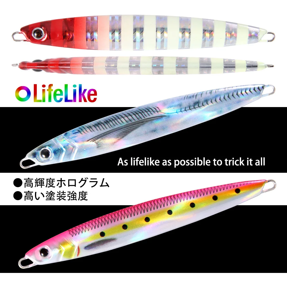 Plantilla de Metal para pesca en el mar, 2024, 60, 80g, 100g, 120g, pesos de señuelo de pesca de lubina, aparejos de cebo, trucha, Jigging, plantillas de señuelos de agua salada - imagen 4