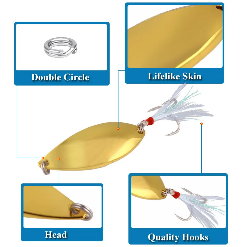 Señuelos De cebo De Metal para Pesca, anzuelos De lubina De 3-20g, 2019 peso, artilugios De Pesca falsos, cuchara De Lucio, señuelos De agua salada - imagen 2