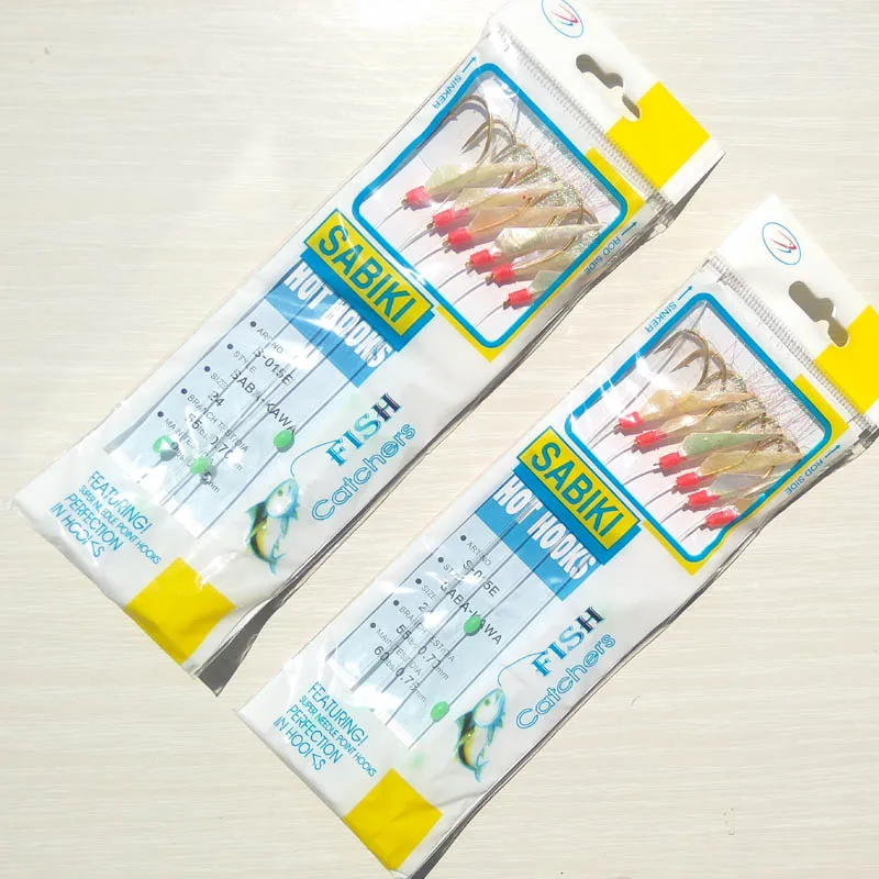 8 #   10 #   12 #   14 #   16 #   18 #   20 #   22 #   24 #    Piel de pescado real cinta pez lubina Sabiki Rig aparejo de pesca en el mar señuelo de pesca suave