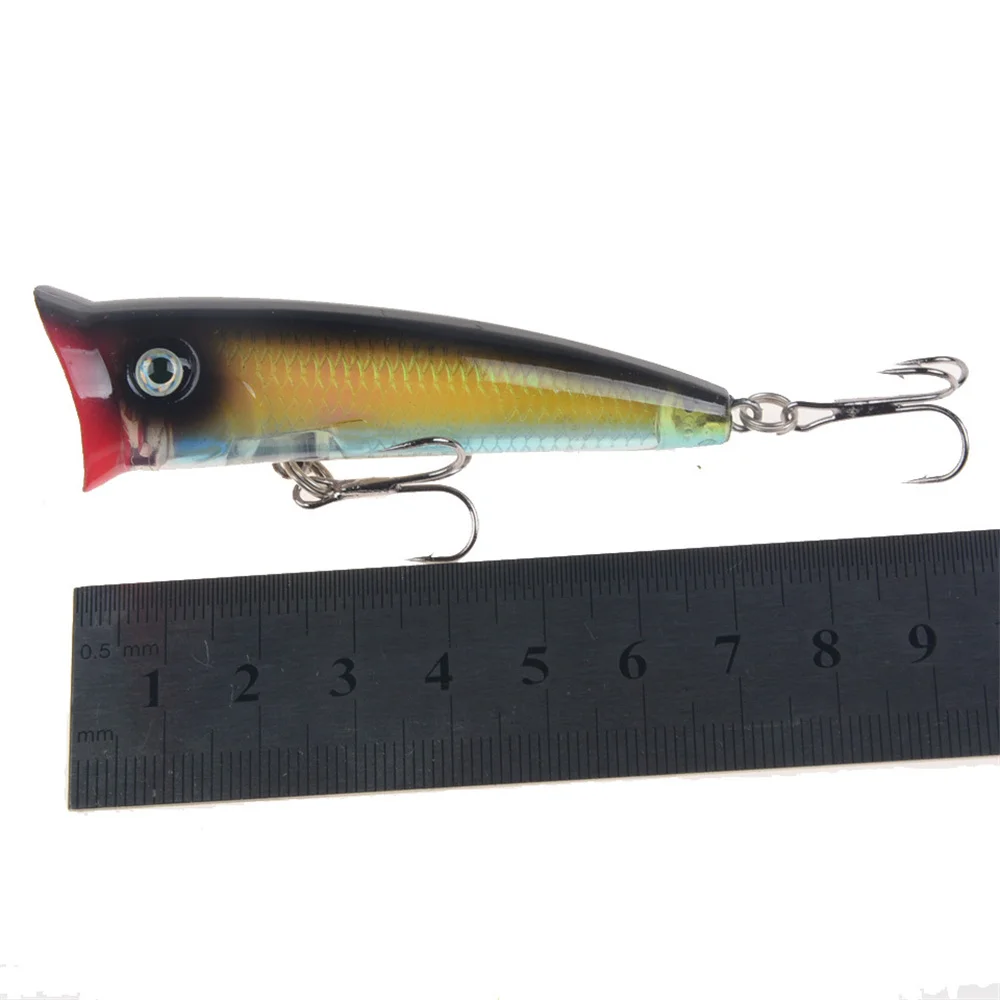 Señuelo de pesca Popper Topwater, cebo duro Artificial de 5 colores, Crankbait Wobbler, aparejos de pesca de plástico, 7cm/10,3g, ojos 3D, 1 Uds. - imagen 5