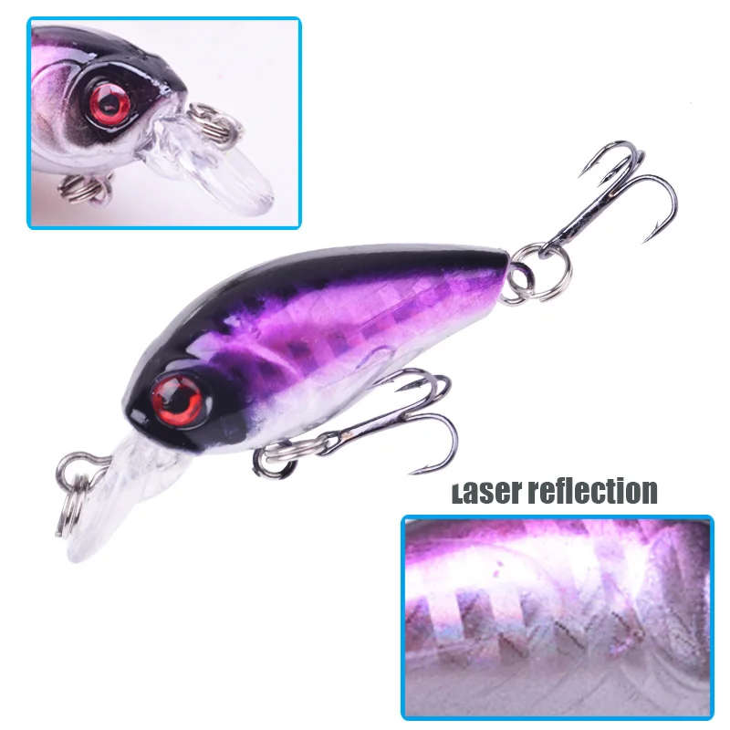 Señuelo de pesca de manivela, cebo duro Artificial, Swimbait, Crankbait con gancho triple para carpa, aparejos de lubina, 4,5 cm, 4g, 1 unidad - imagen 4